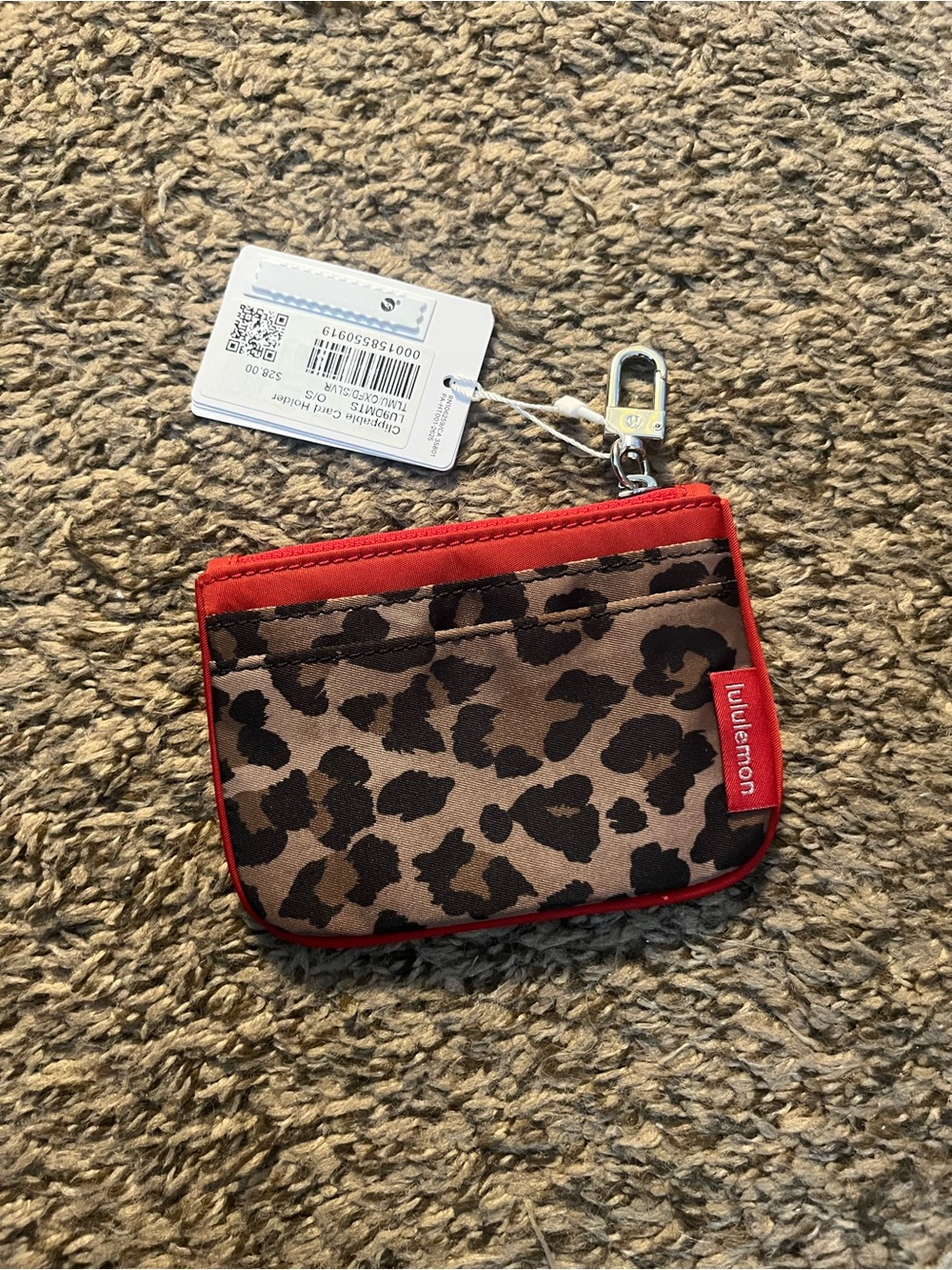 Lululemon Leopard Print Card Holder with Red Trim - Picture 3 of 5